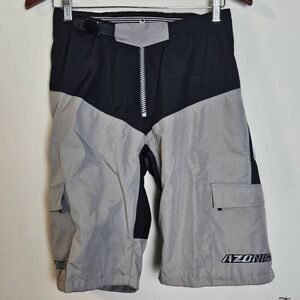 Azonic MTB Downhill Riding Shorts Racing Cycling Shorts Grey Black Padded Waist